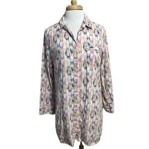 Victorias Secret Womens Small Pink Teal Sleep Shirt Loungewear Nightgown